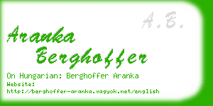 aranka berghoffer business card